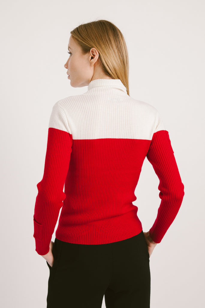 Color-Block Turtleneck Sweater